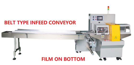 Transport du film horizontal de machine à emballer d'enveloppe de l'écoulement 220V sur la largeur de film du fond 450mm